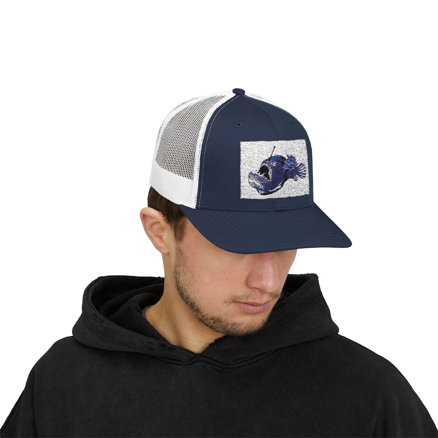 Angler Fish Embroidered Snapback Trucker Cap