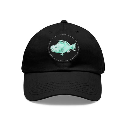 Blue Parrot Fish Hat with Leather Patch (Round)