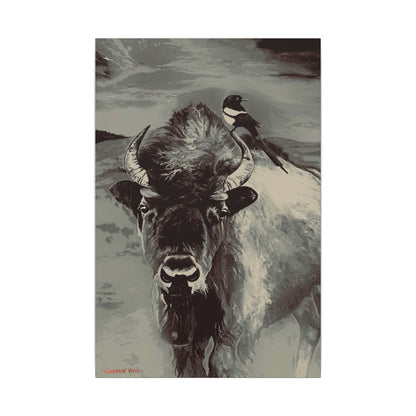 Idaho Sentinel Bison and Magpie Matte Canvas, Stretched, 0.75"