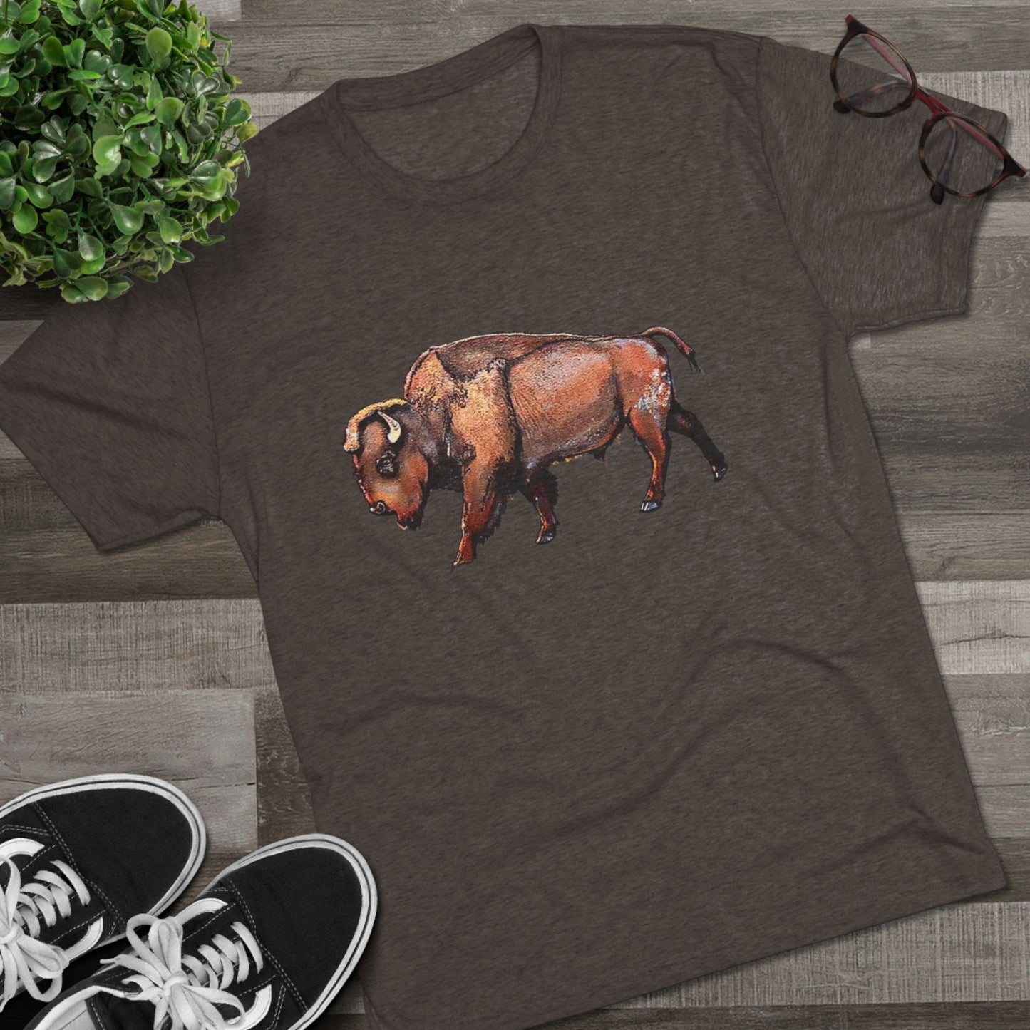 Bison Unisex Tri-Blend Crew Tee