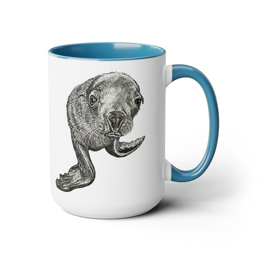 Sea Lion Pup Two-Tone Coffee Mugs, 15oz