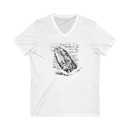 Gray Whale Unisex Jersey Short Sleeve V-Neck Tee