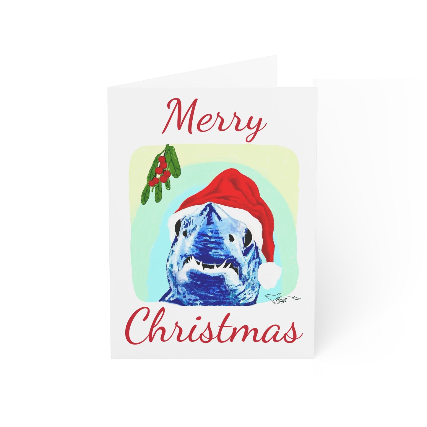 Shark and Mistletoe Christmas Greeting Cards (1, 10, 30, and 50pcs)