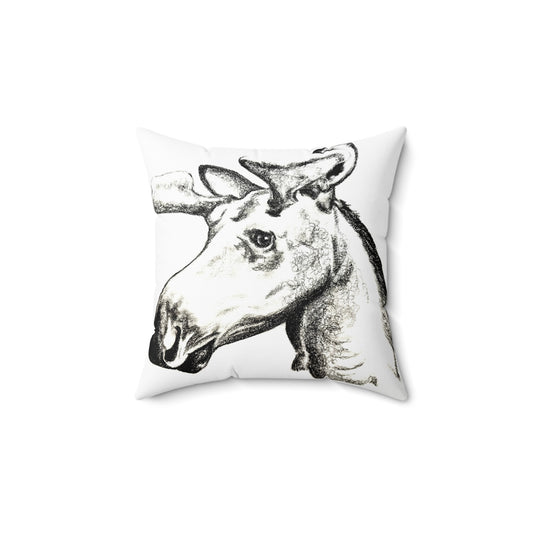 Moose Spun Polyester Square Pillow