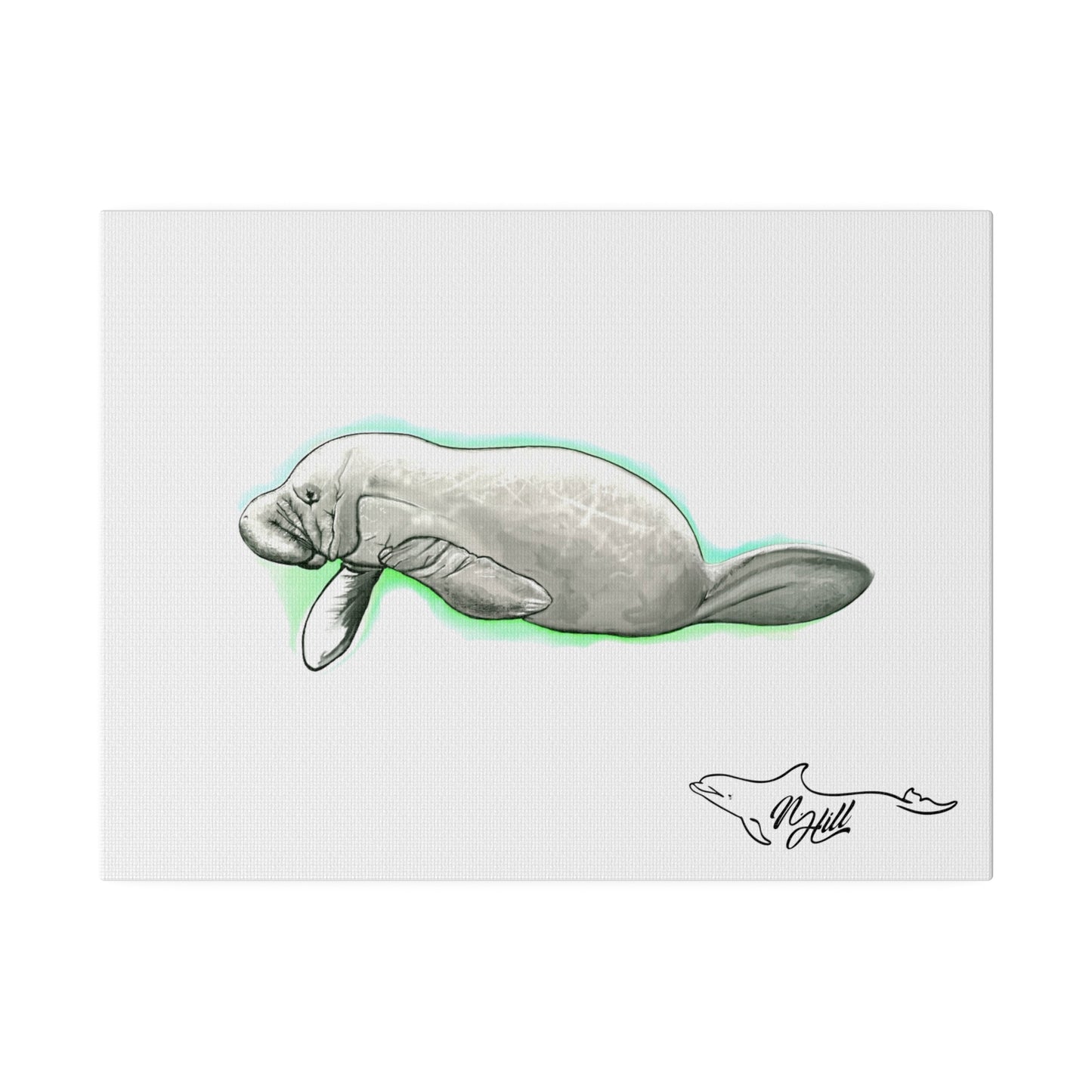 Florida Manatee Matte Canvas 12" x 9", Stretched, 0.75"