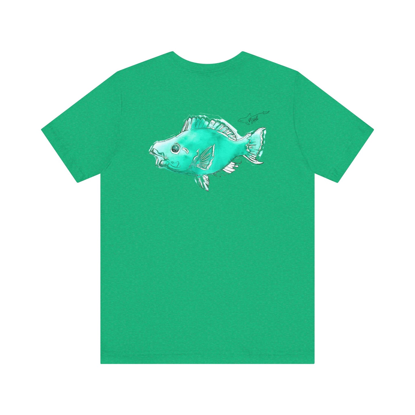 Blue Parrot Fish Unisex Jersey Short Sleeve Tee (Back Design)