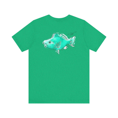 Blue Parrot Fish Unisex Jersey Short Sleeve Tee (Back Design)