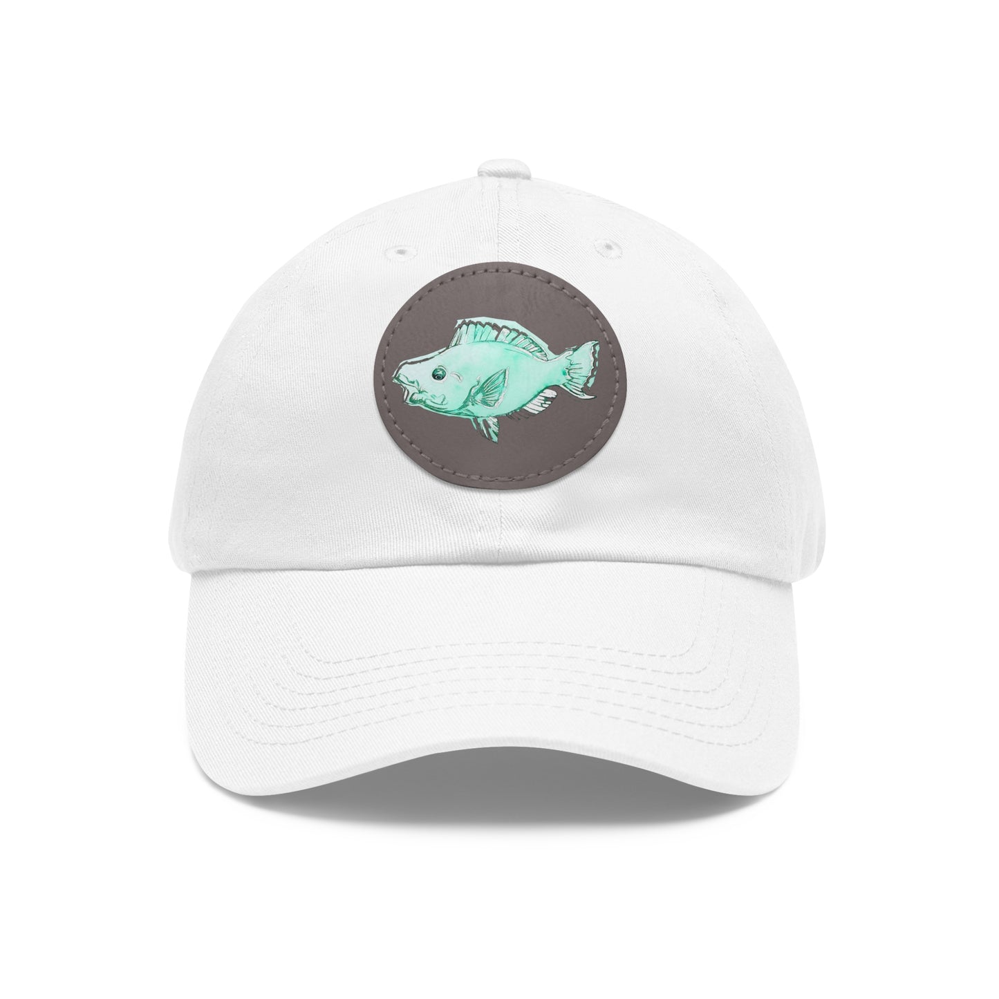 Blue Parrot Fish Hat with Leather Patch (Round)