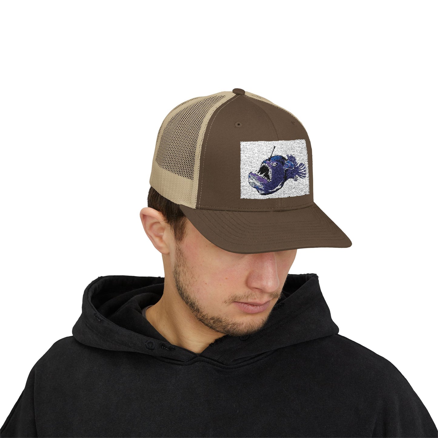 Angler Fish Embroidered Snapback Trucker Cap