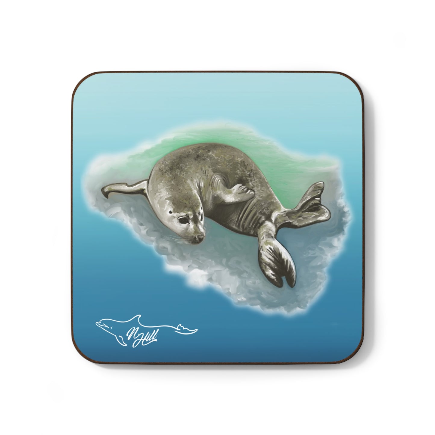 Harbor Seal Hardboard Back Coaster