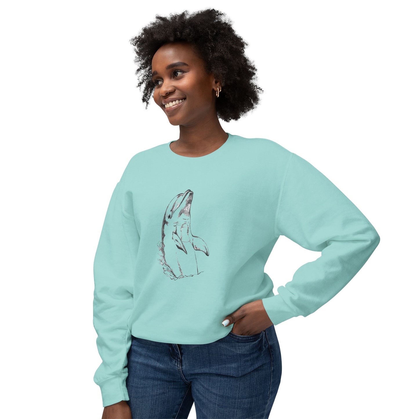 Dolphin Unisex Lightweight Crewneck Sweatshirt