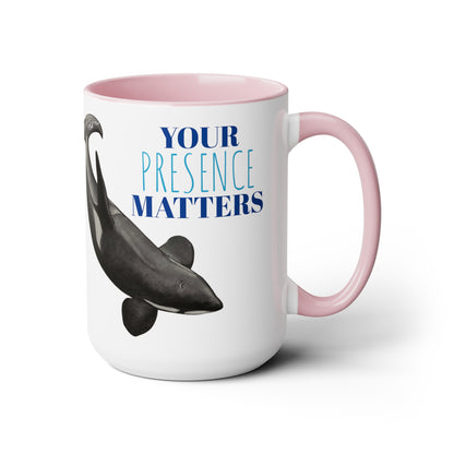 Orca Presence Two-Tone Coffee Mugs, 15oz