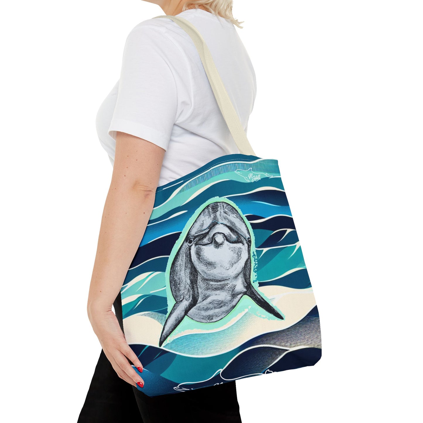 Curious Dolphin Tote Bag (AOP)