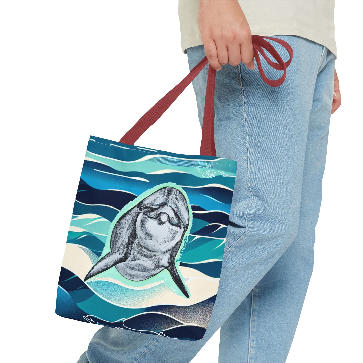 Curious Dolphin Tote Bag (AOP)