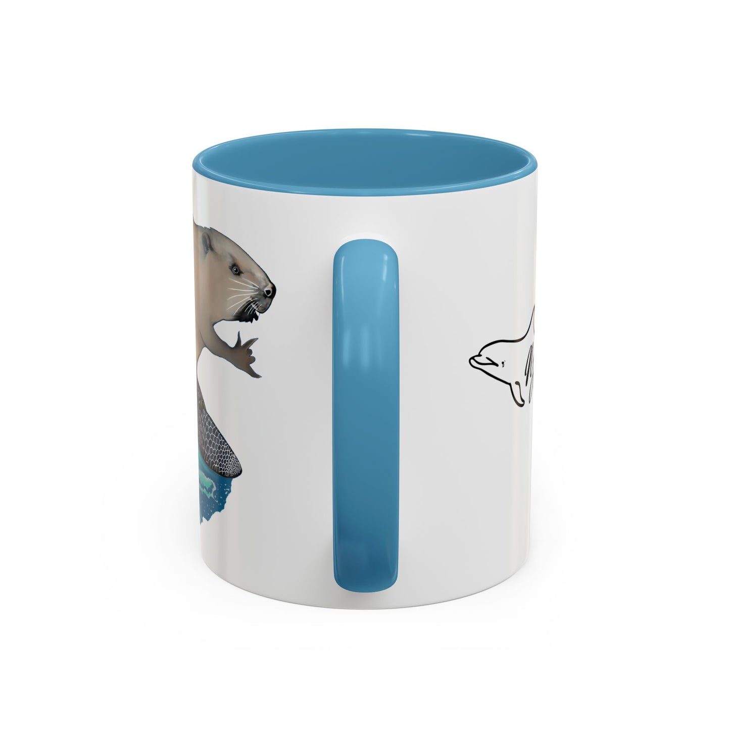 Surfing Beaver Accent Coffee Mug, 11oz