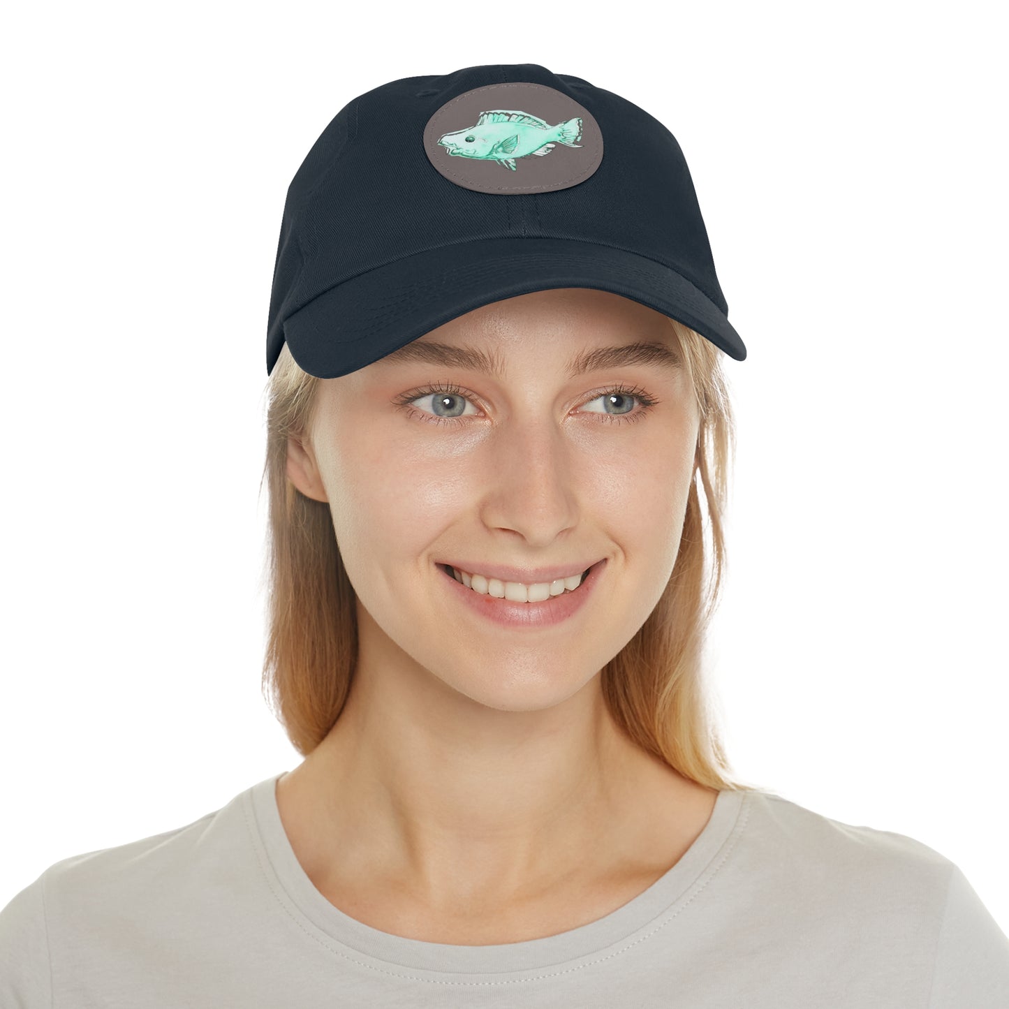 Blue Parrot Fish Hat with Leather Patch (Round)