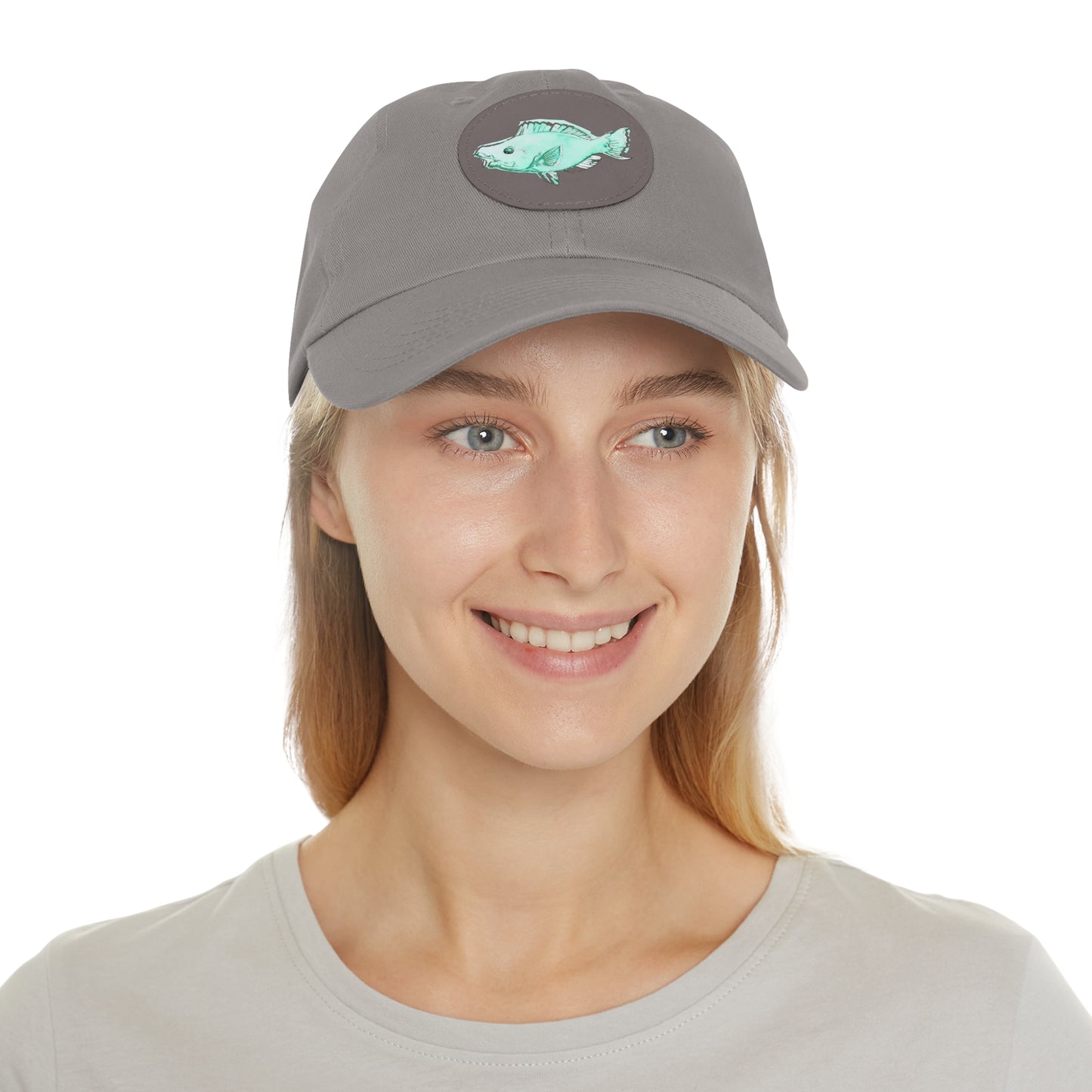 Blue Parrot Fish Hat with Leather Patch (Round)