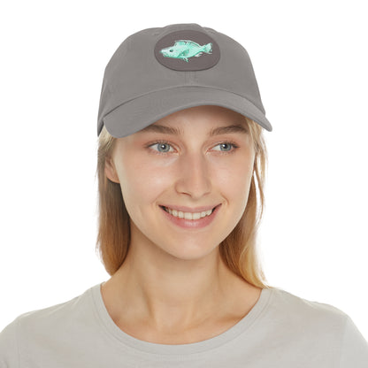 Blue Parrot Fish Hat with Leather Patch (Round)