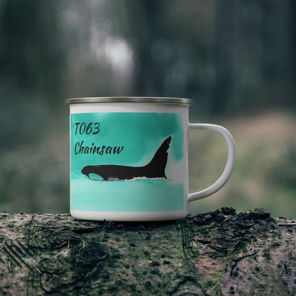 Chainsaw Orca Enamel Camping Mug