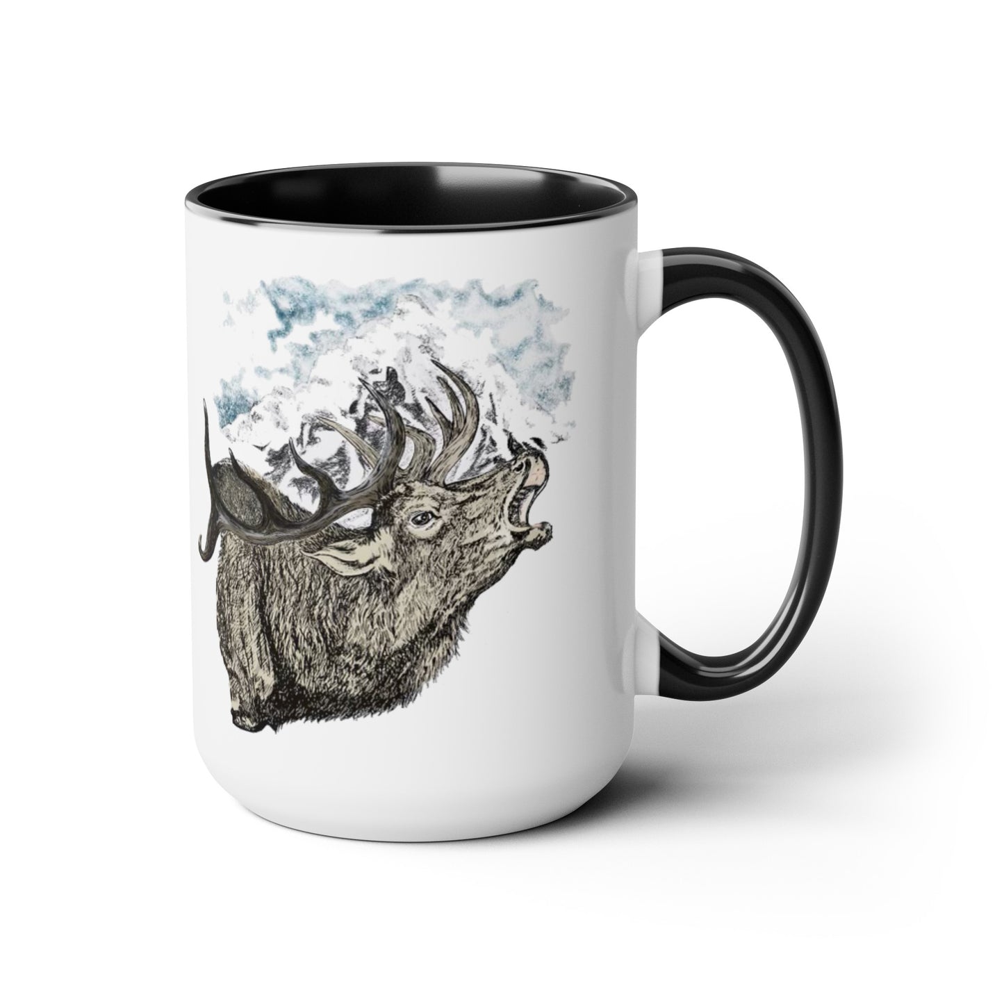 Elk Bugle Two-Tone Coffee Mugs, 15oz