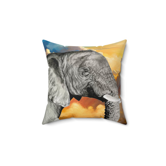 Elephant Spun Polyester Square Pillow