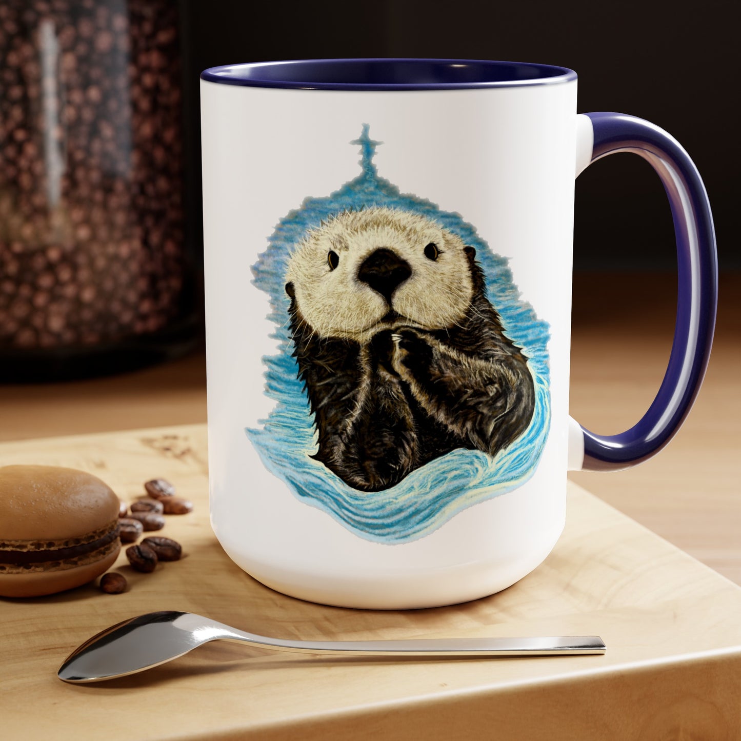 Sea Otter Two-Tone Coffee Mugs, 15oz