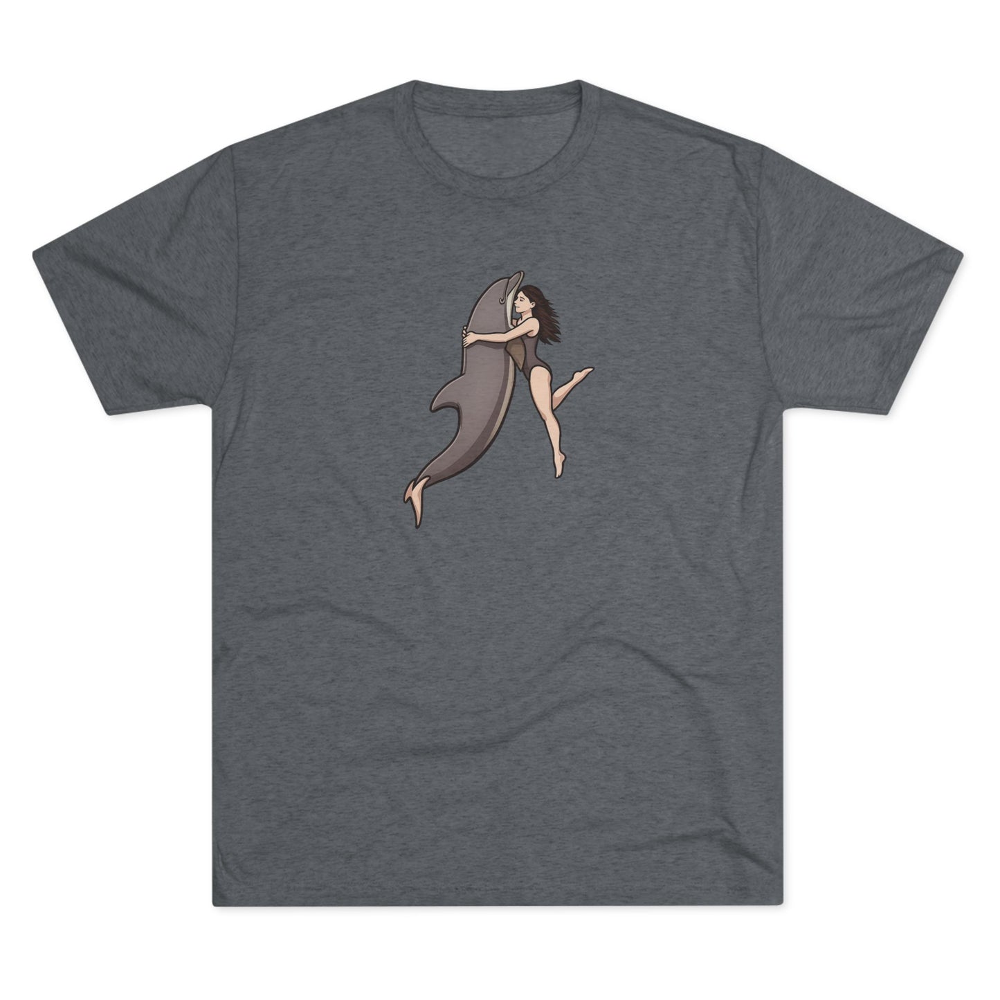 Dolphin Swim Woman swimming with Dolphin Unisex Tri-Blend Crew Tee