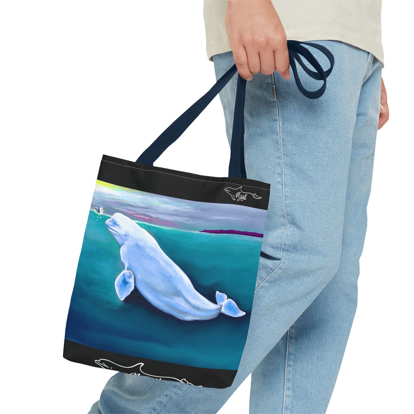 Beluga Whale Hvaldimir Tote Bag by Tracy Hill (AOP)