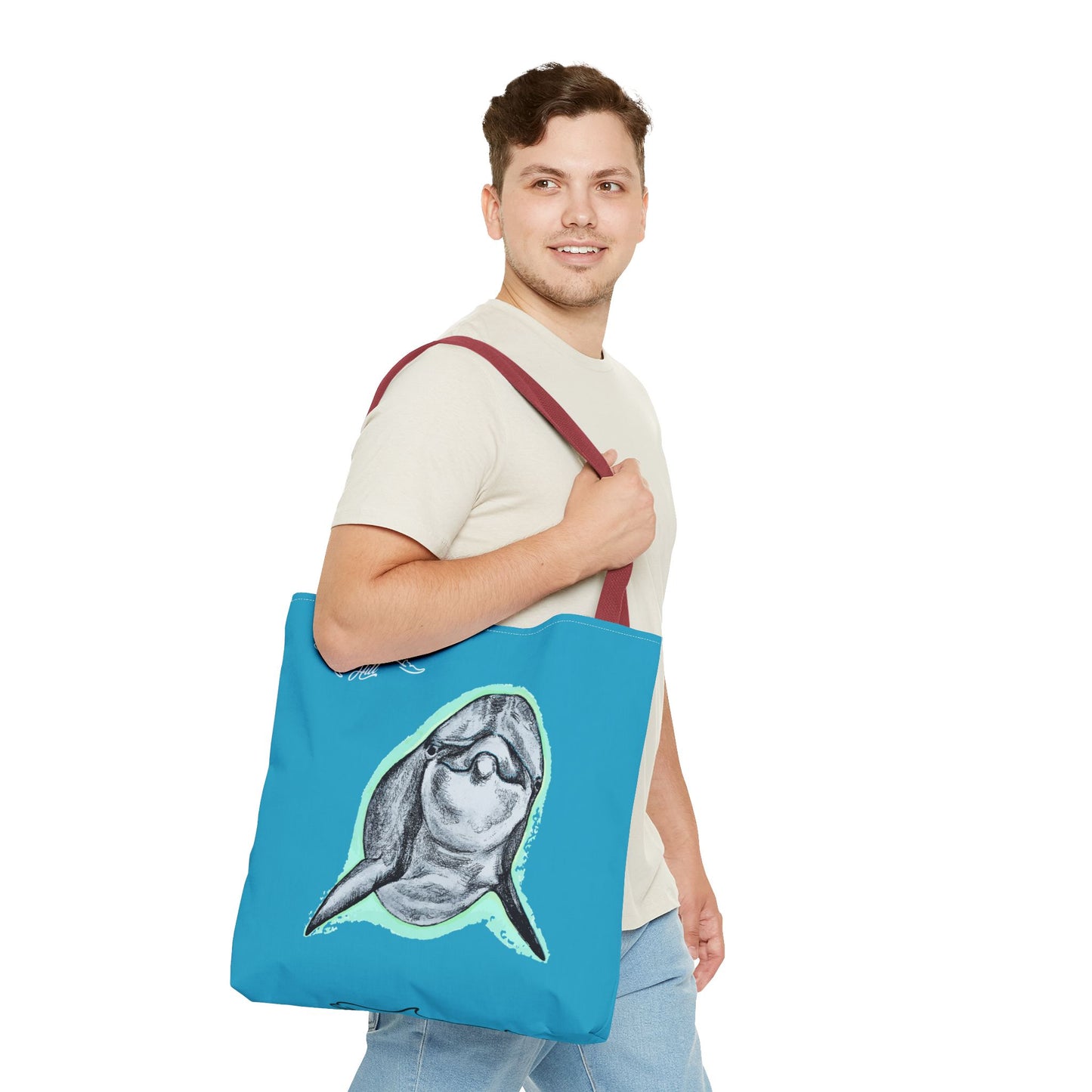 Curious Dolphin Tote Bag (AOP)