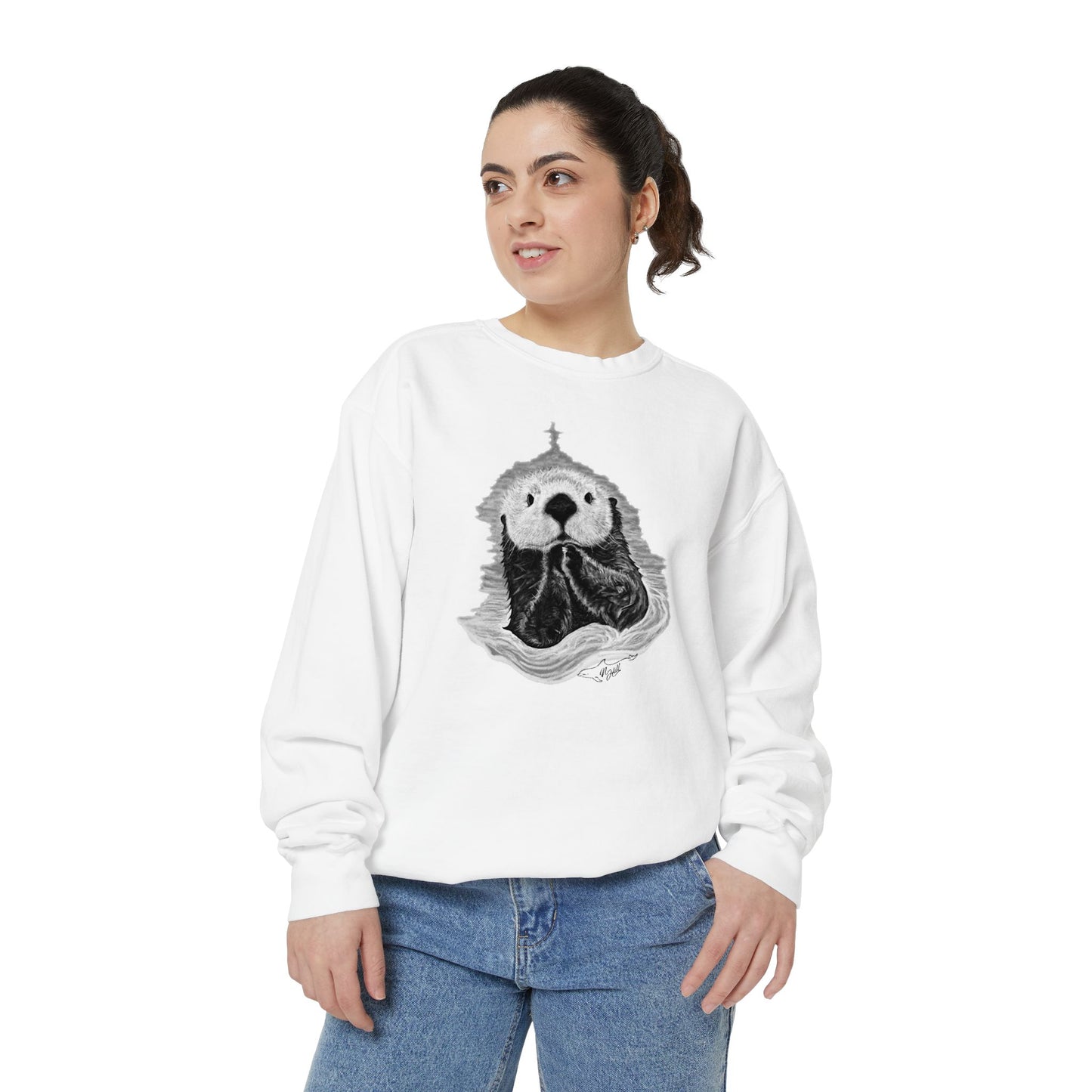Praying Sea Otter Unisex Garment-Dyed Sweatshirt