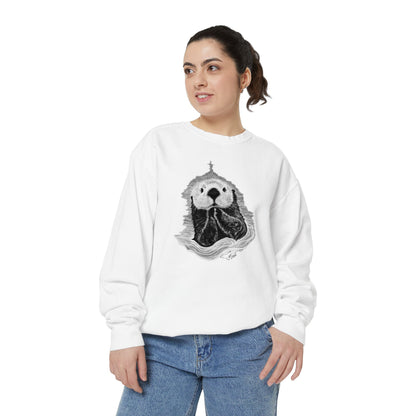 Praying Sea Otter Unisex Garment-Dyed Sweatshirt