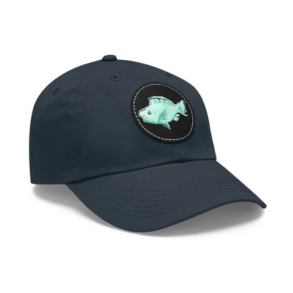 Blue Parrot Fish Hat with Leather Patch (Round)