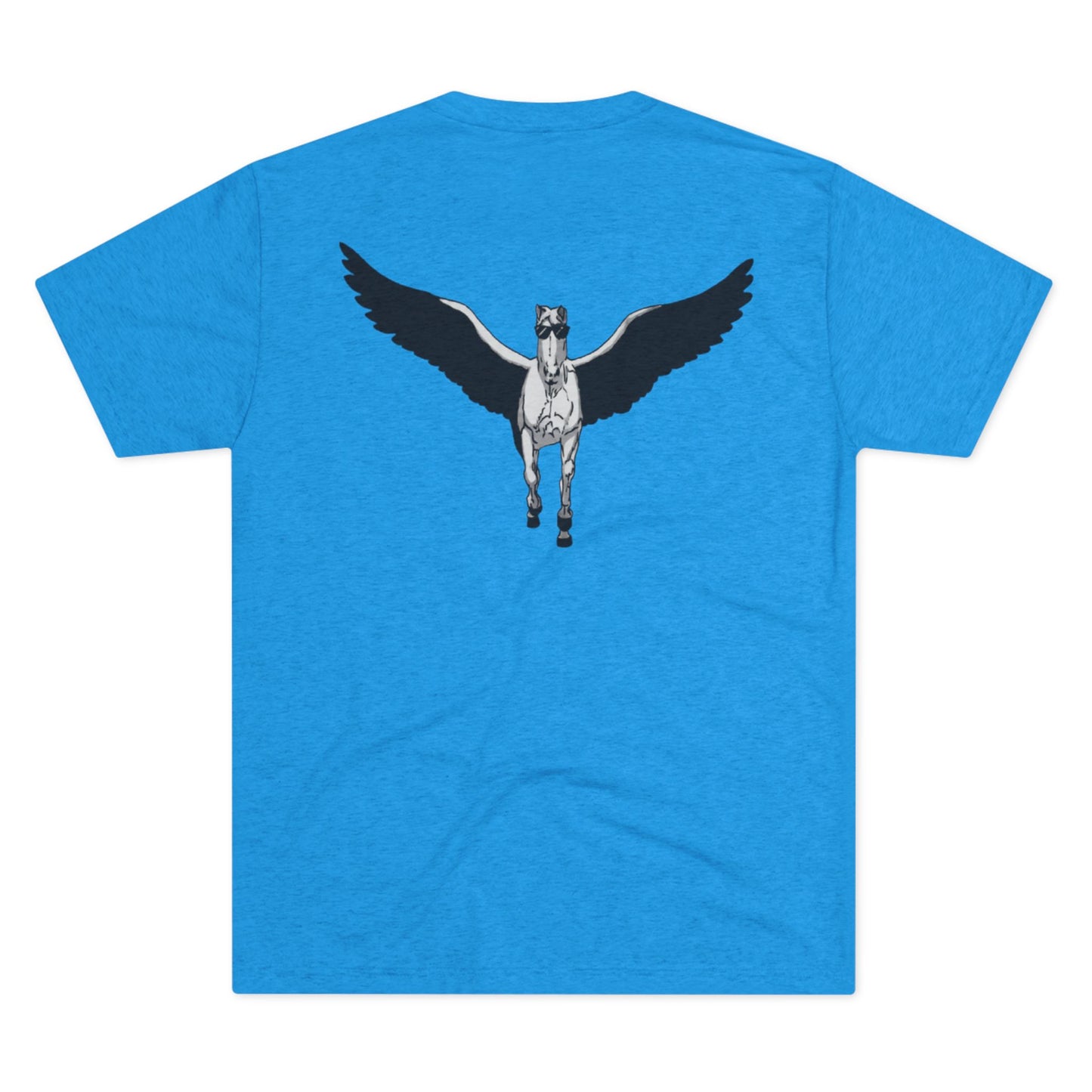 Pegasus in Sunglasses back print Unisex Tri-Blend Crew Tee