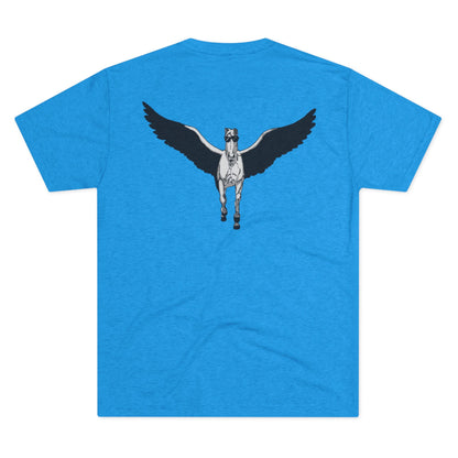 Pegasus in Sunglasses back print Unisex Tri-Blend Crew Tee