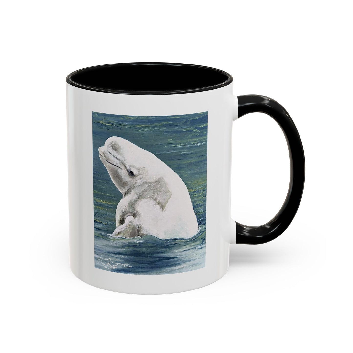 Beluga Whale Blue Hughes Accent Coffee Mug, 11oz