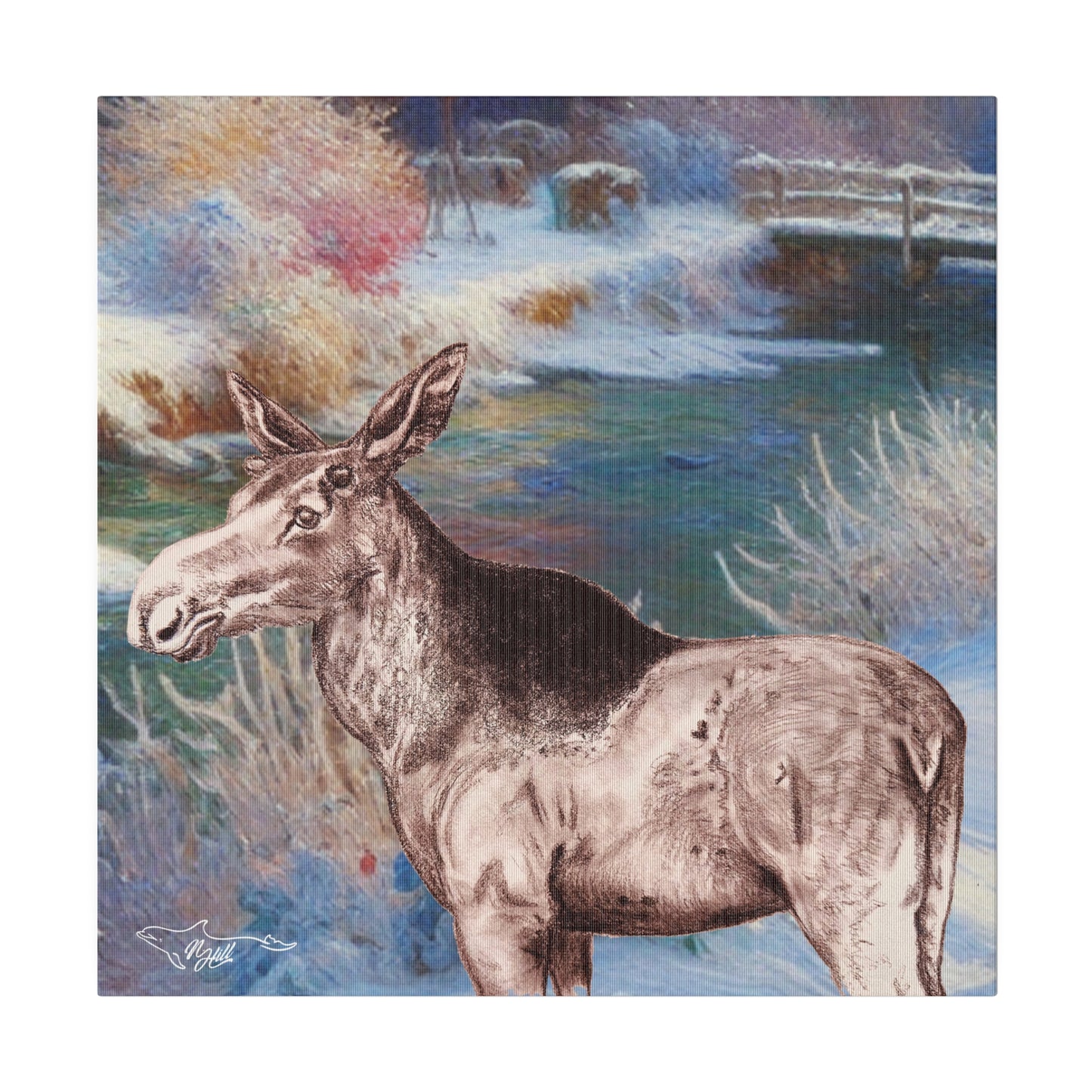 Hidden Springs Moose Matte Canvas, Stretched, 0.75"