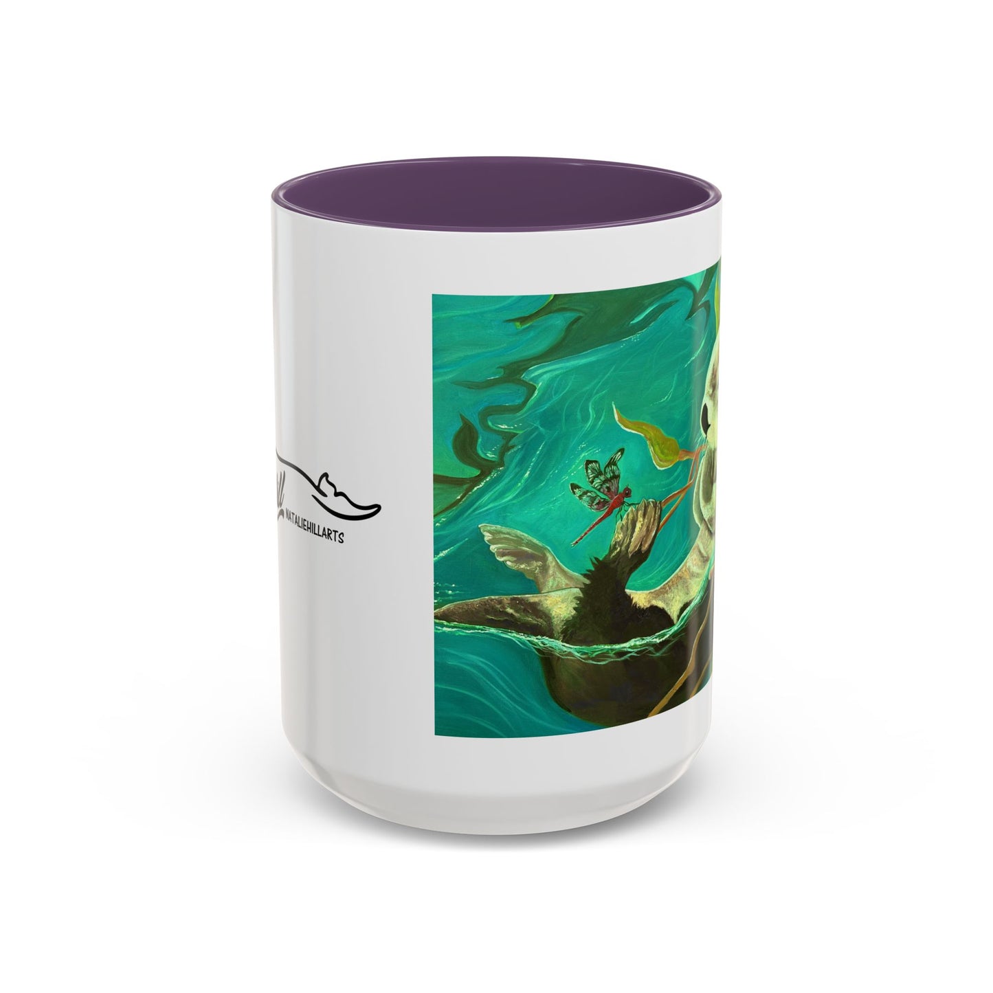 Otter and Dragonfly Accent Coffee Mug, 11oz