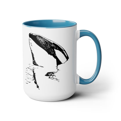 Tiki Treasure Orca Two-Tone Coffee Mugs, 15oz