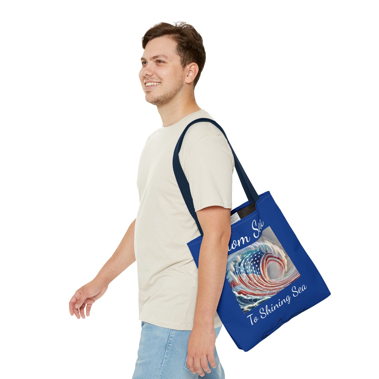 Flag Navy Blue Ocean Tote Bag (AOP)