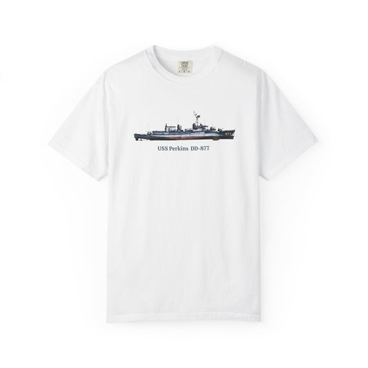 USS Perkins DD-877 Unisex Garment-Dyed T-shirt