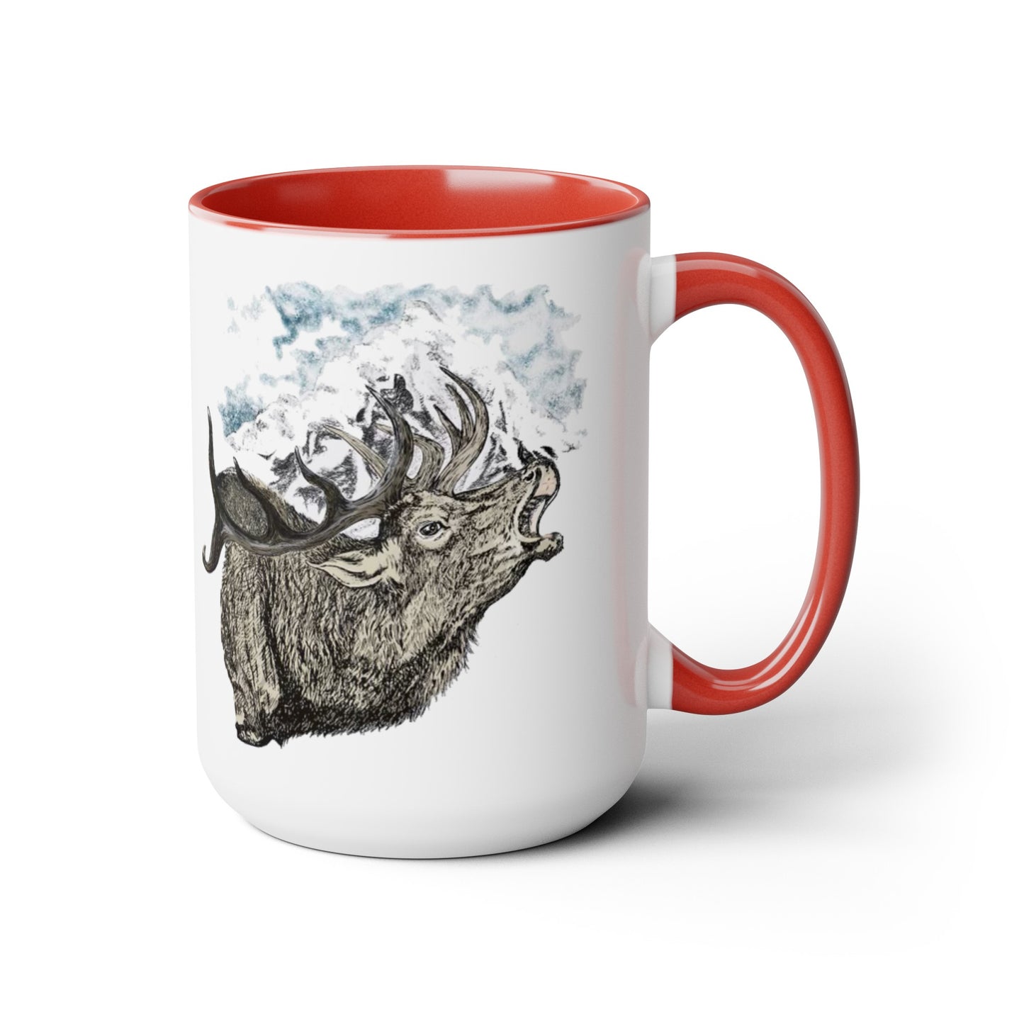 Elk Bugle Two-Tone Coffee Mugs, 15oz