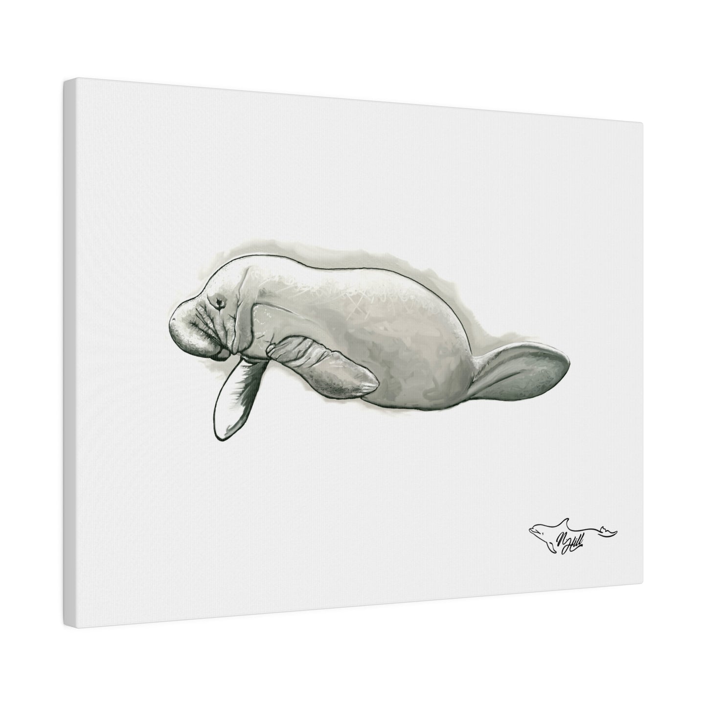 Manatee Black and White Matte Canvas, Stretched, 0.75"