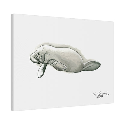 Manatee Black and White Matte Canvas, Stretched, 0.75"