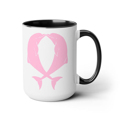 Breast Cancer Awareness Two-Tone Coffee Mugs, 15oz