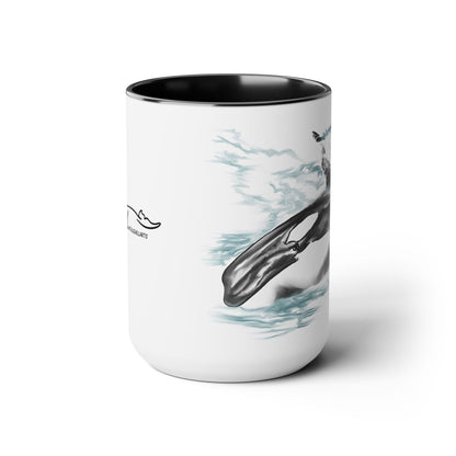 Orca Whale Two-Tone Coffee Mugs, 15oz