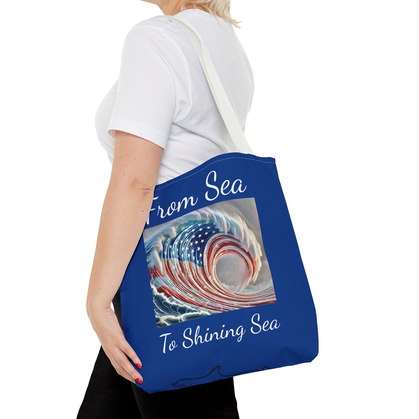 Flag Navy Blue Ocean Tote Bag (AOP)