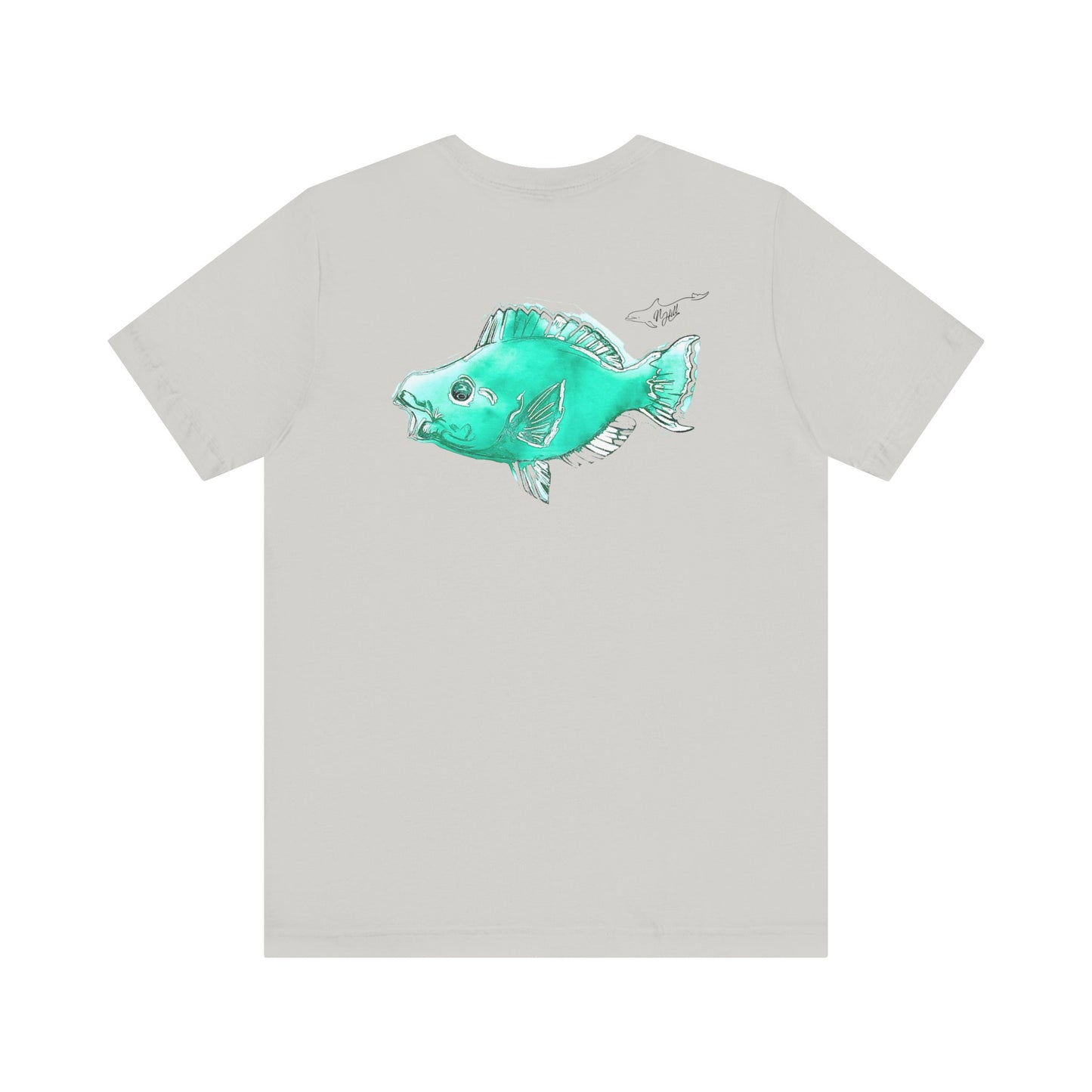 Blue Parrot Fish Unisex Jersey Short Sleeve Tee (Back Design)