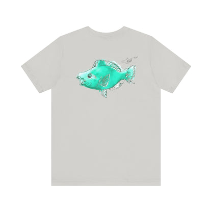 Blue Parrot Fish Unisex Jersey Short Sleeve Tee (Back Design)