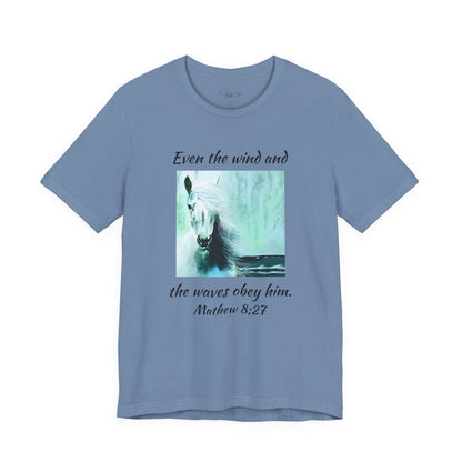 Mathew 8:27 Even The Wind  Unisex Jersey Short Sleeve Tee
