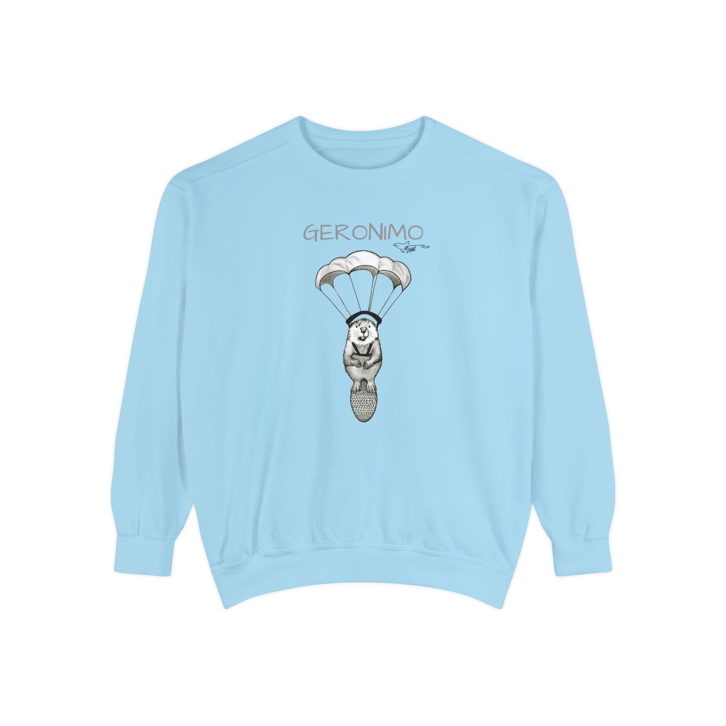 Geronimo Parachuting Beaver Unisex Garment-Dyed Sweatshirt